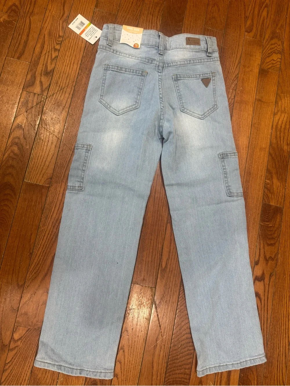 Girls Light Blue Embroidered Wide-Leg Jeans